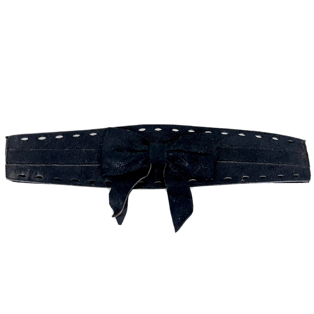 Bebe Black Large Bow Wide Sparkle Stretch Belt